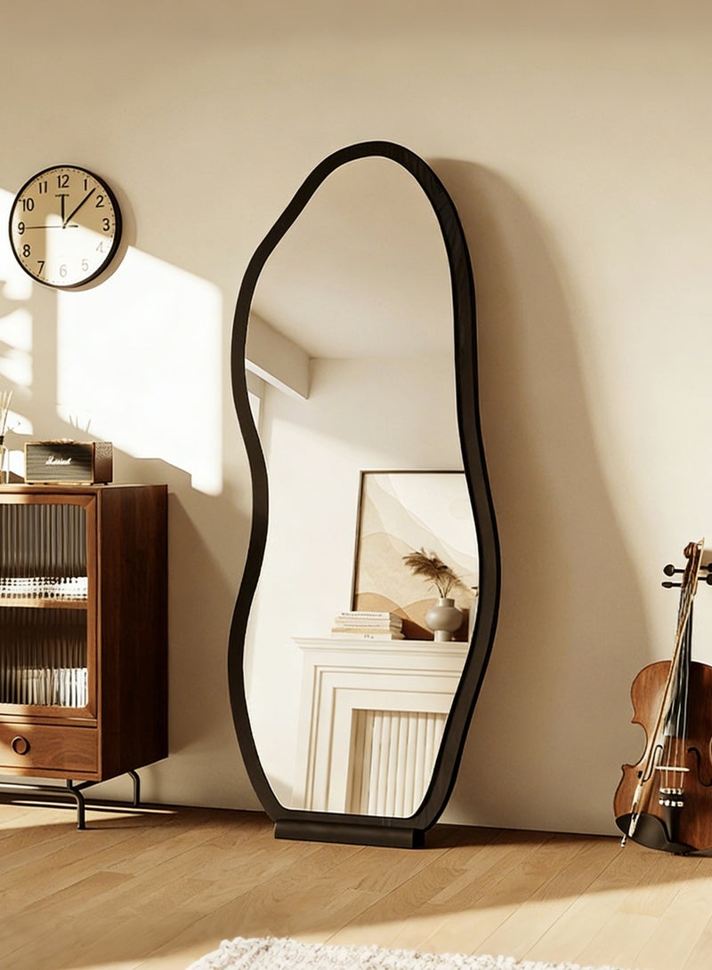 ARCHAEOPTERYX 120x40cm Irregular Design Full Length Mirror - Wall Mount or Lean Against Wall, Modern Artistic Mirror for Bedroom & Living Room Decor (Black) - Image 2